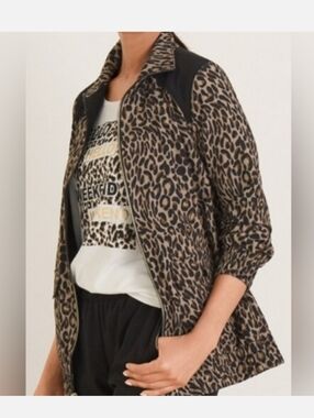 Chico's Zenergy Leopard Print Zip Up Track Active Wear Jacket 16/18